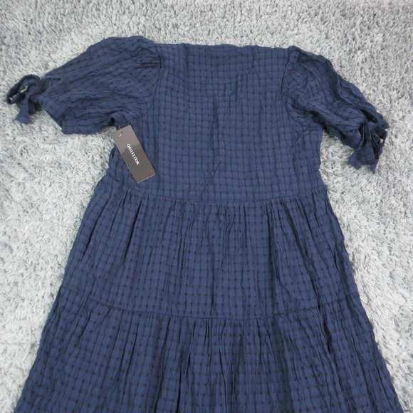 Pinch Dress Womens Small Blue Check Puff Sleeve Tiered Maxi Boho Lined NWT - Picture 14 of 16